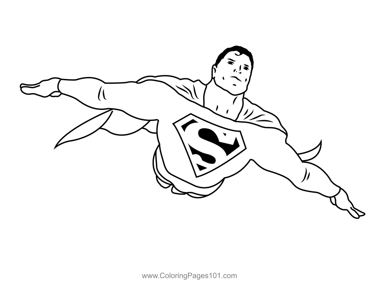 Superman Flying Coloring Page for Kids - Free Superman Printable
