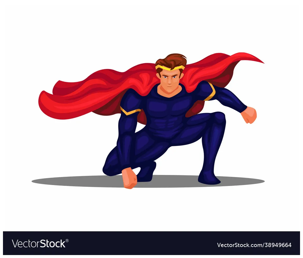 Superhero landing pose character vector