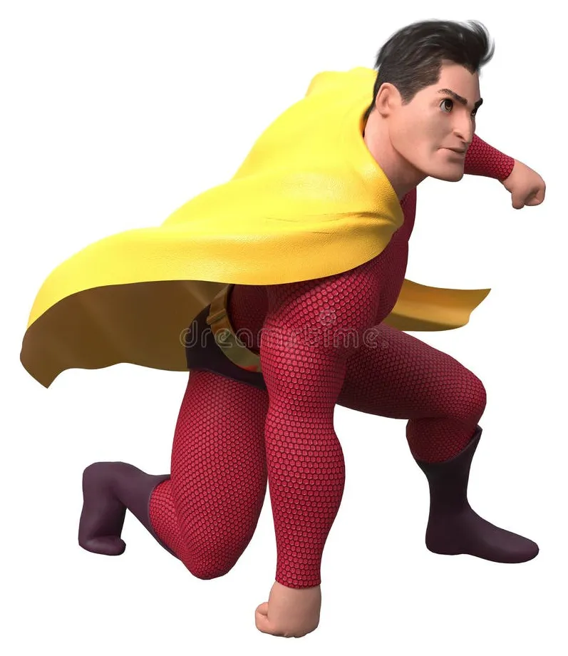 Superhero landing on white stock illustration. illustration of costume