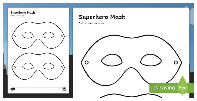 Superhero mask coloring page