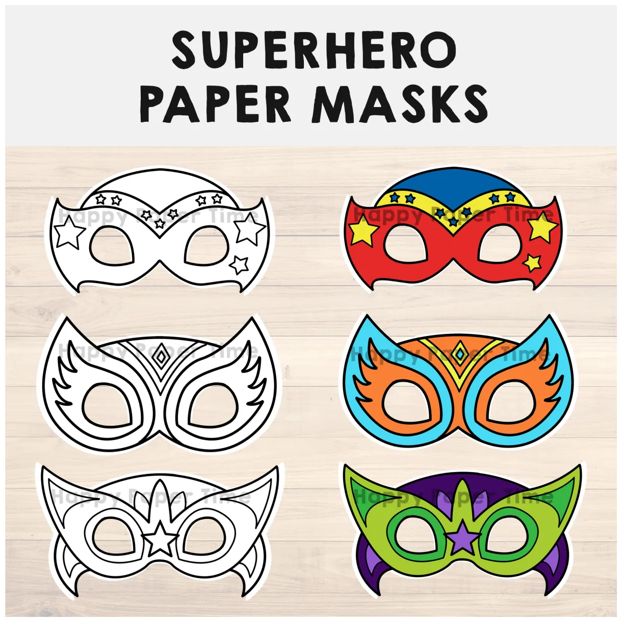 Superhero mask coloring page