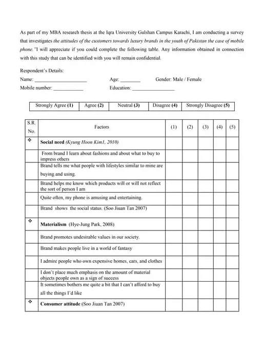 Questionnaire survey