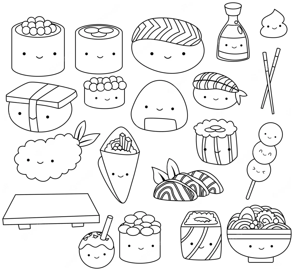 Sushi coloring vectors & illustrations for coloring home