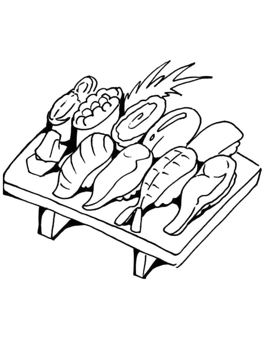 Sushi free coloring page download, print or color online for free