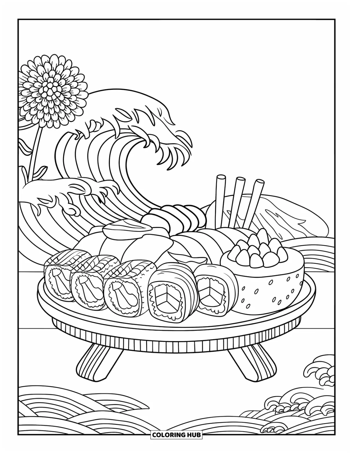 70+ sushi coloring pages for kids & adults free printable pdfs