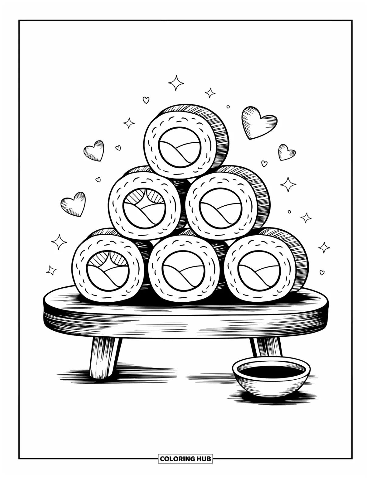 70+ sushi coloring pages for kids & adults free printable pdfs