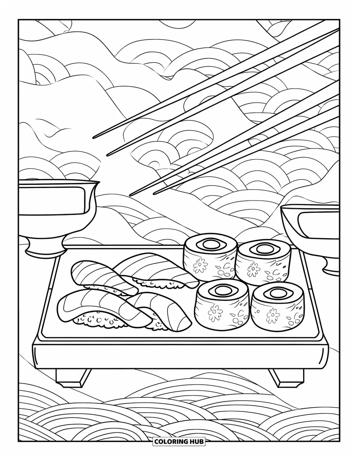 70+ sushi coloring pages for kids & adults free printable pdfs