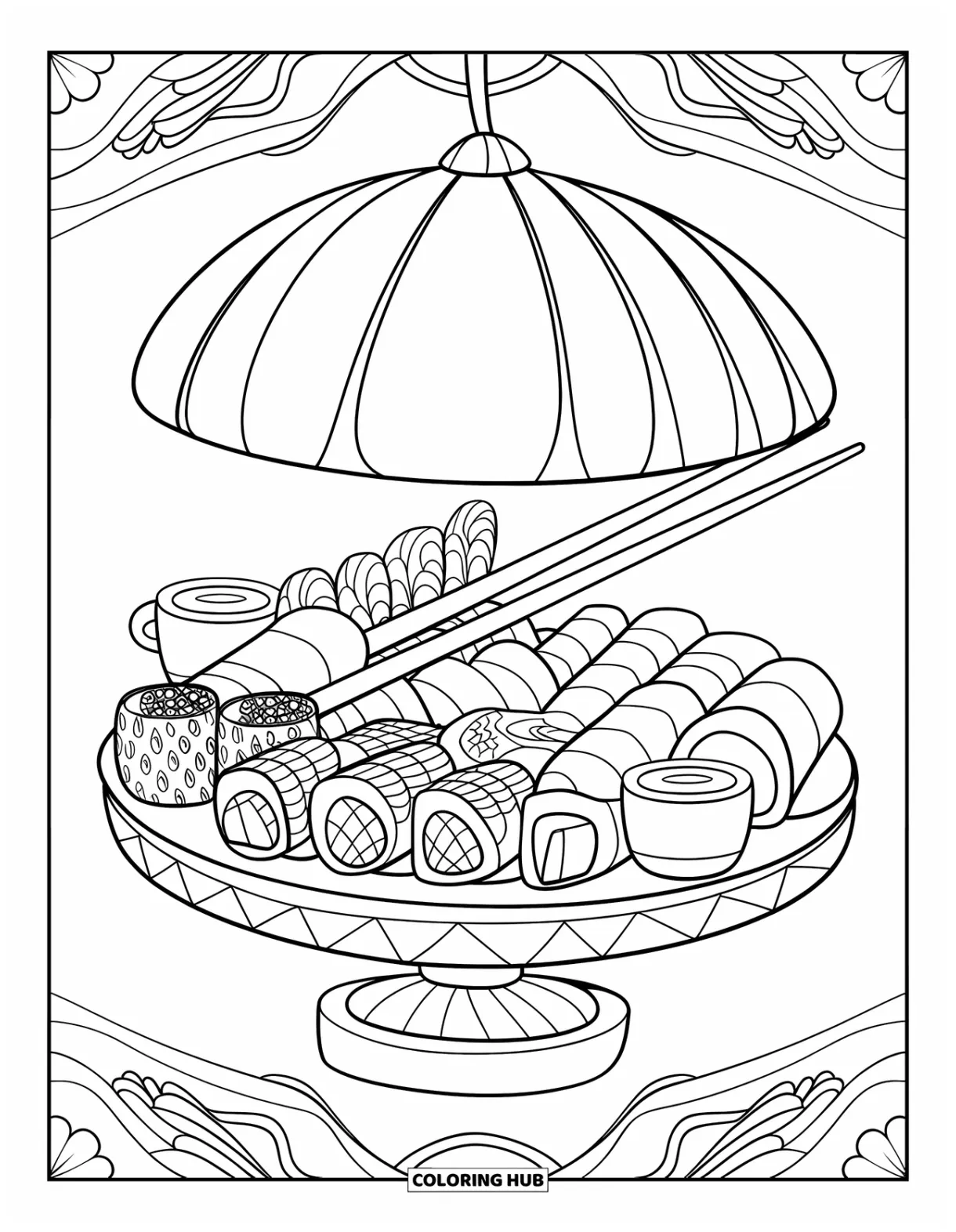 70+ sushi coloring pages for kids & adults free printable pdfs
