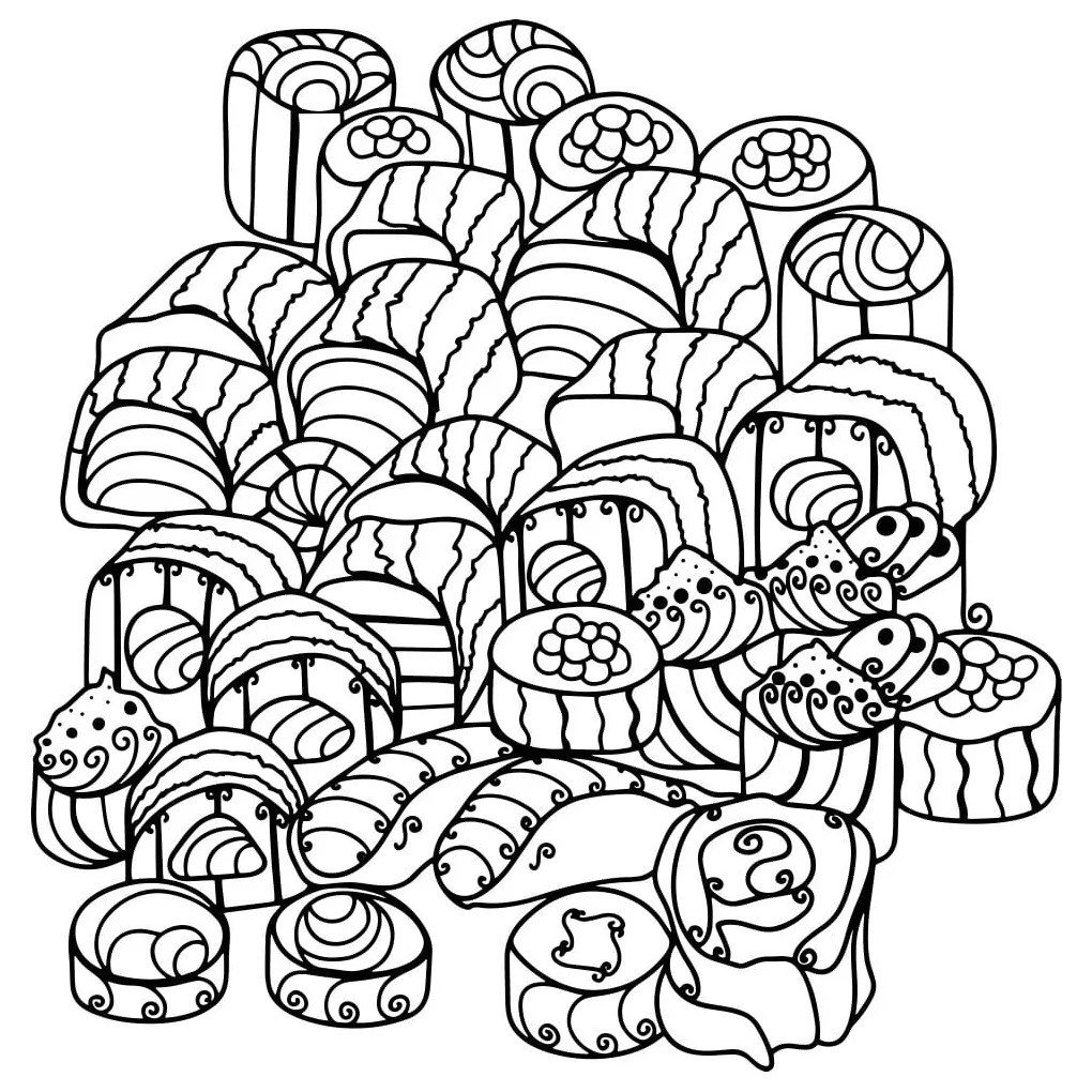 Free sushi coloring pages for download printable pdf