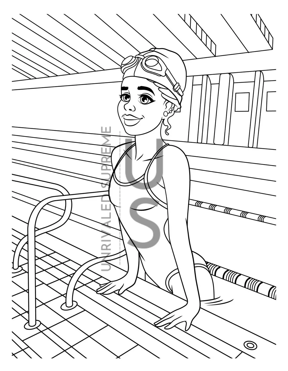 Swimmer coloring page coloring page pdf coloring lover gift swimmer