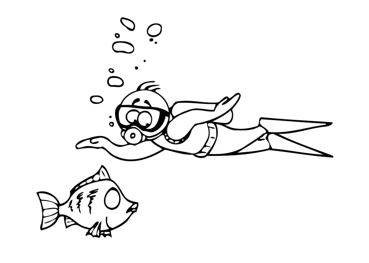 Coloring page diving free printables img 11911