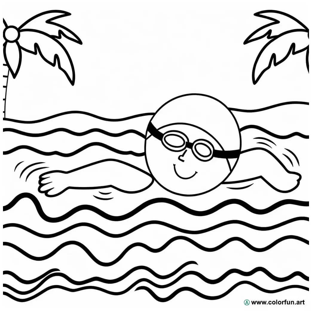 Swimmer coloring page download or print for free