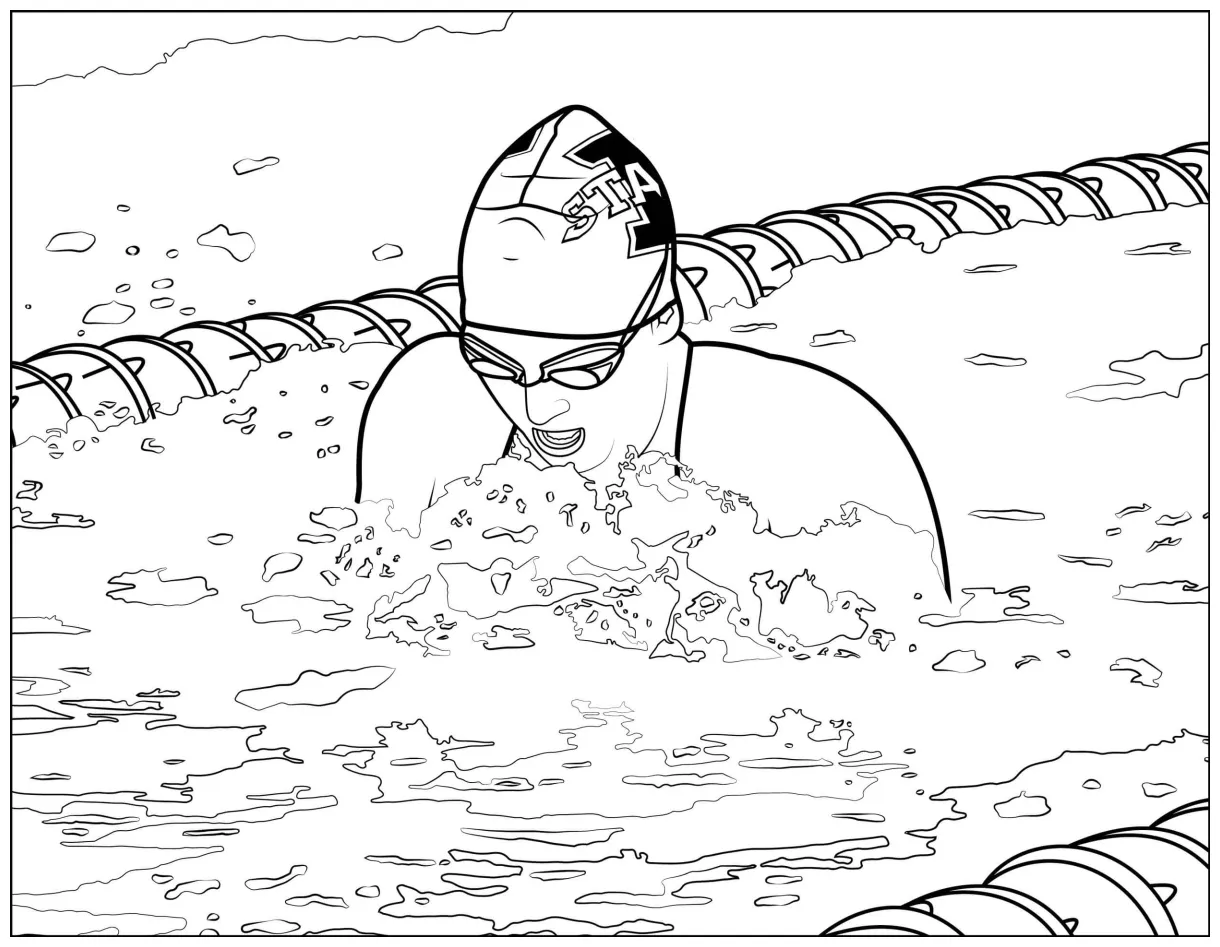 Basic swimmer coloring page download, print or color online for free