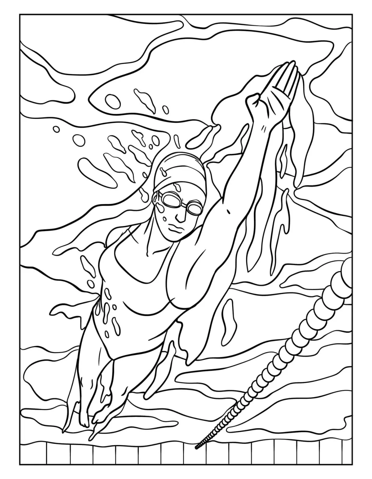 Great swimmer coloring page download, print or color online for free