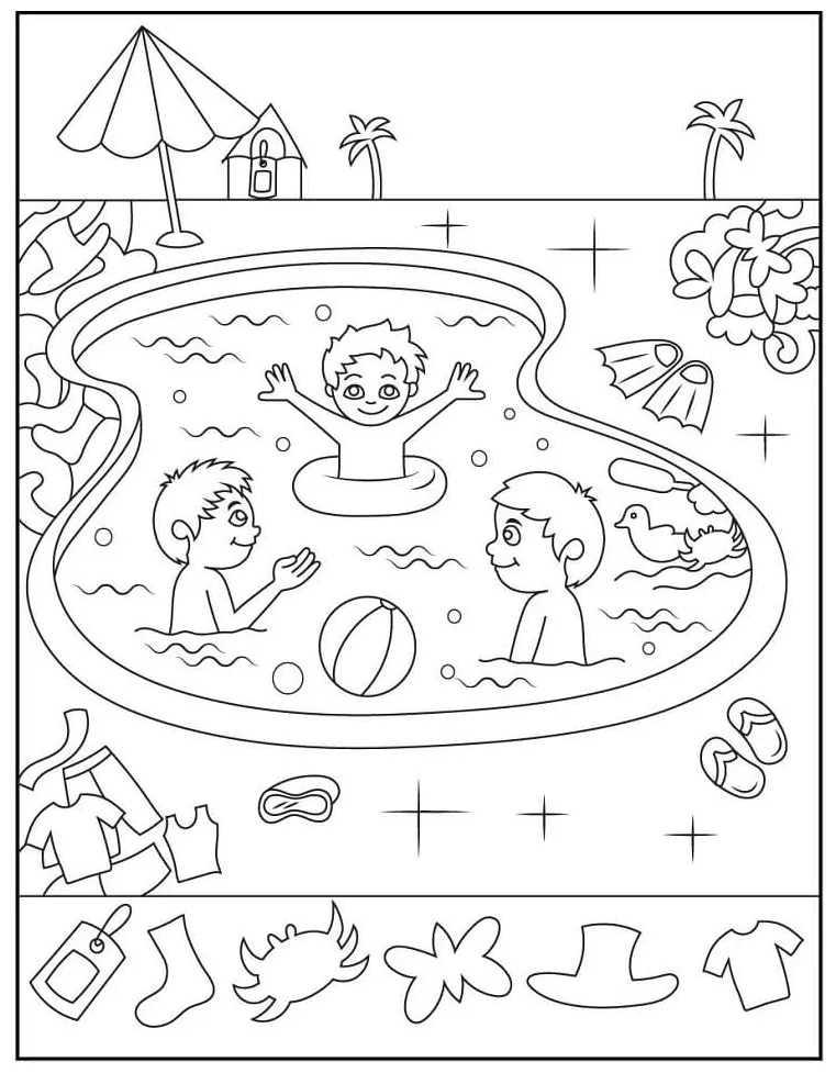 Beautiful Swimming Pool Coloring Page - Free Printable Coloring Pages