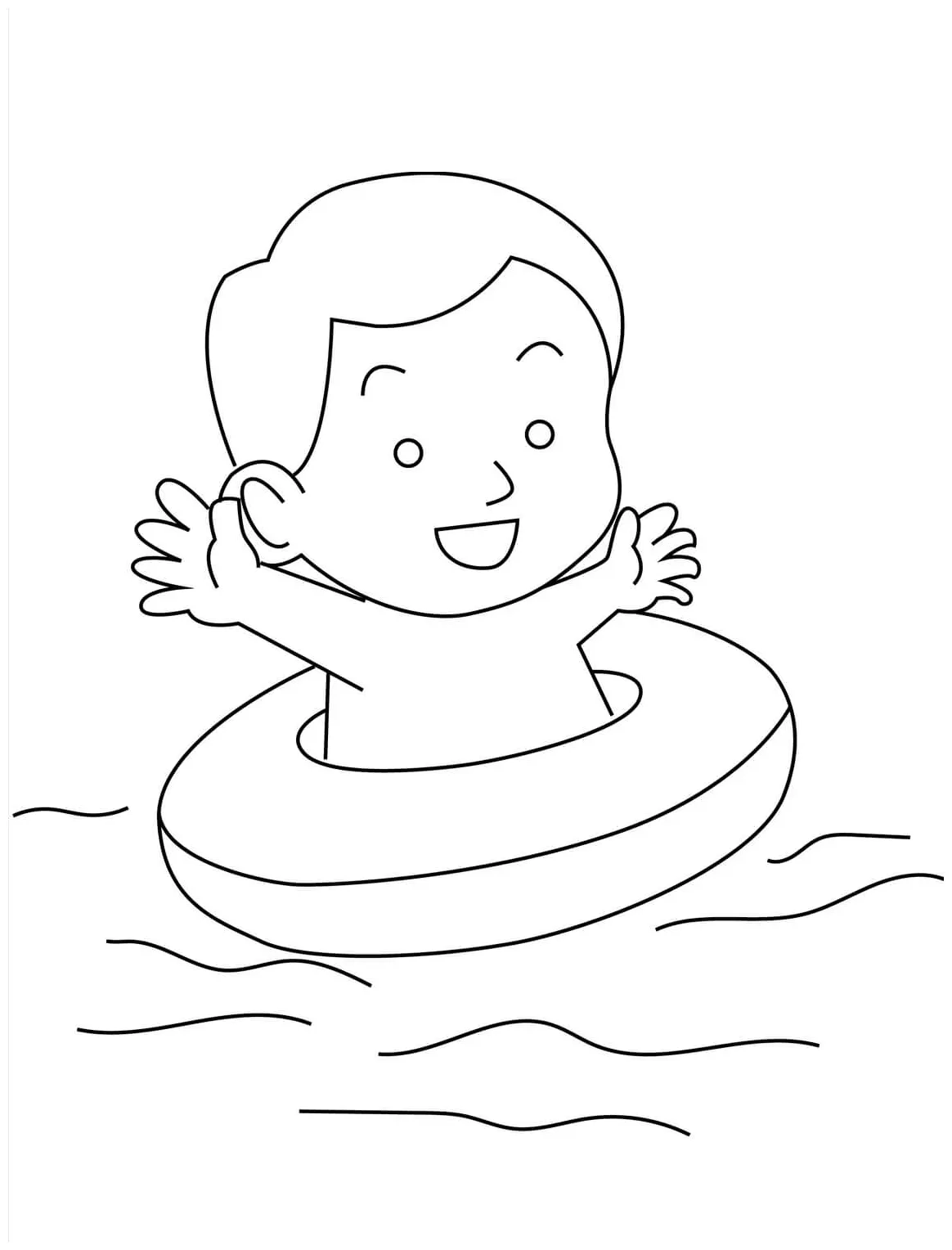 Happy Child Swimming coloring page - Download, Print or Color Online