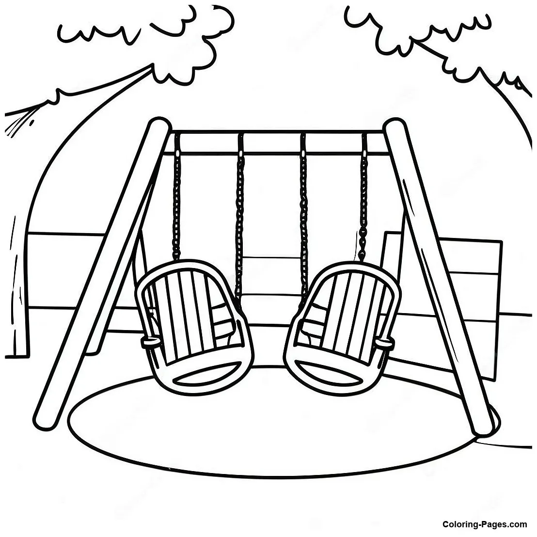 Playground Swing Set Coloring Page | Coloring-Pages.com