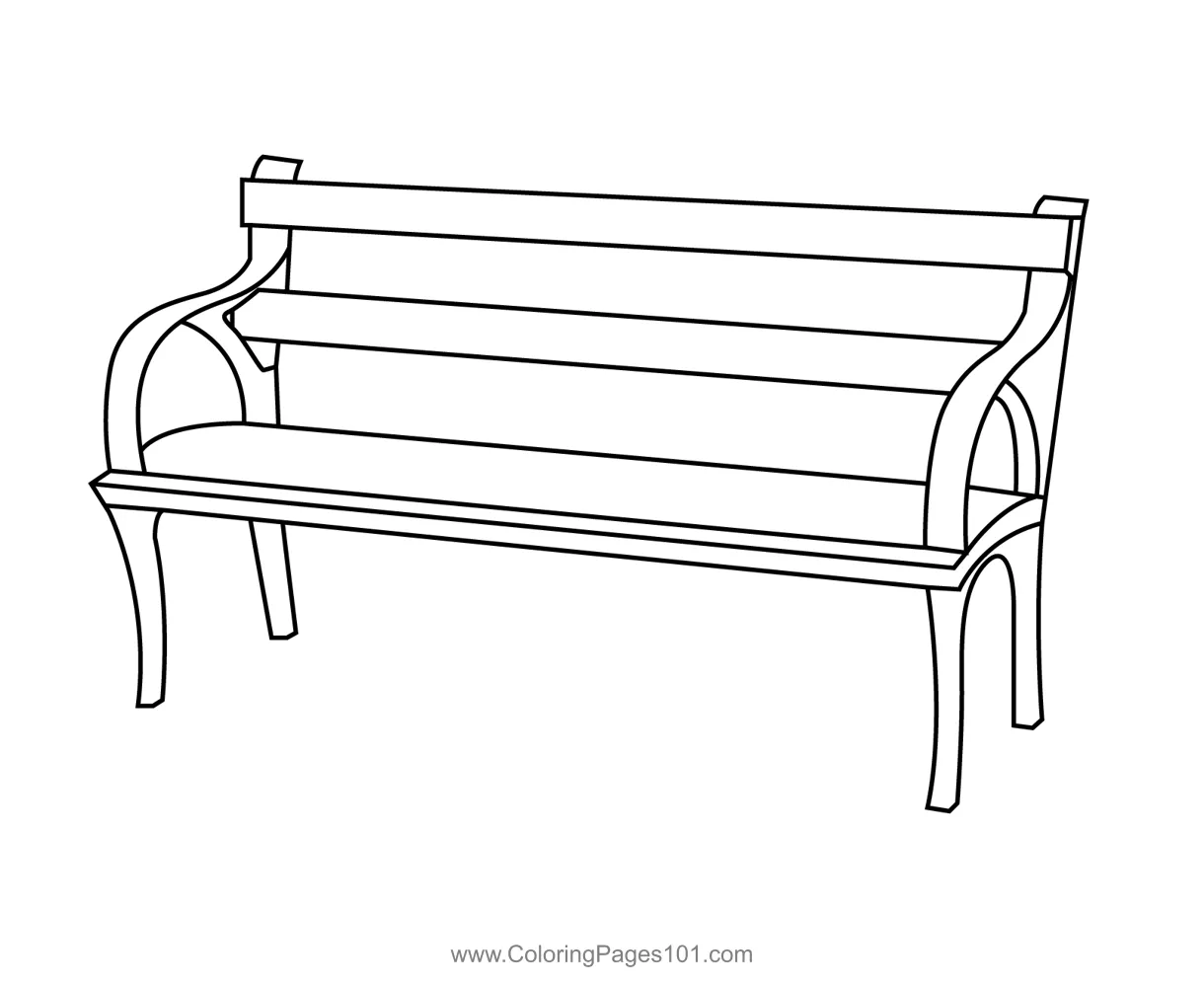 Simple bench coloring page for kids