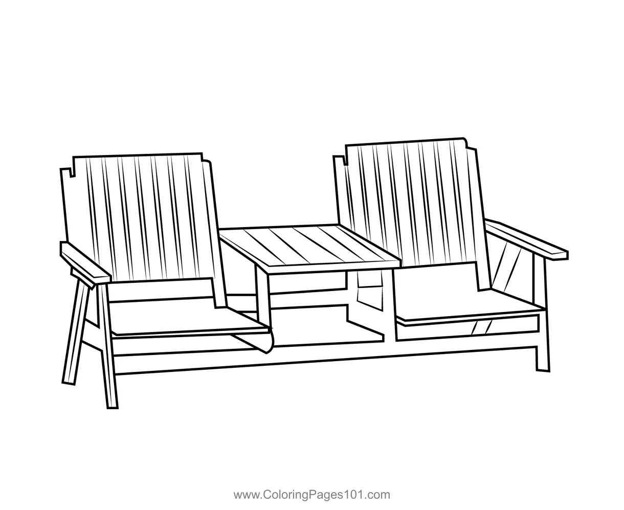 Chair and bench coloring page for kids free furnitures printable