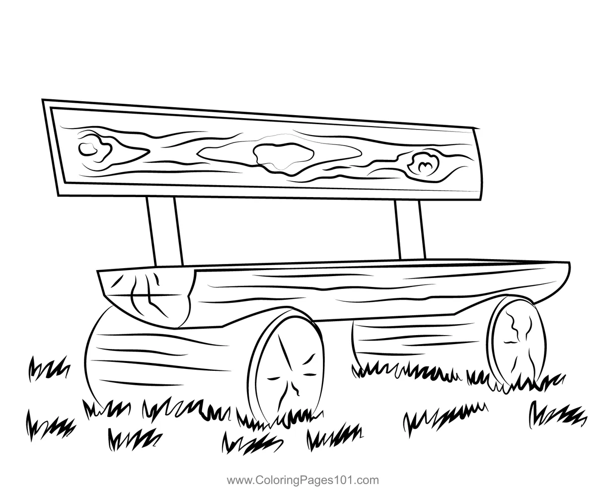 Wooden bench in garden coloring page for kids free furnitures