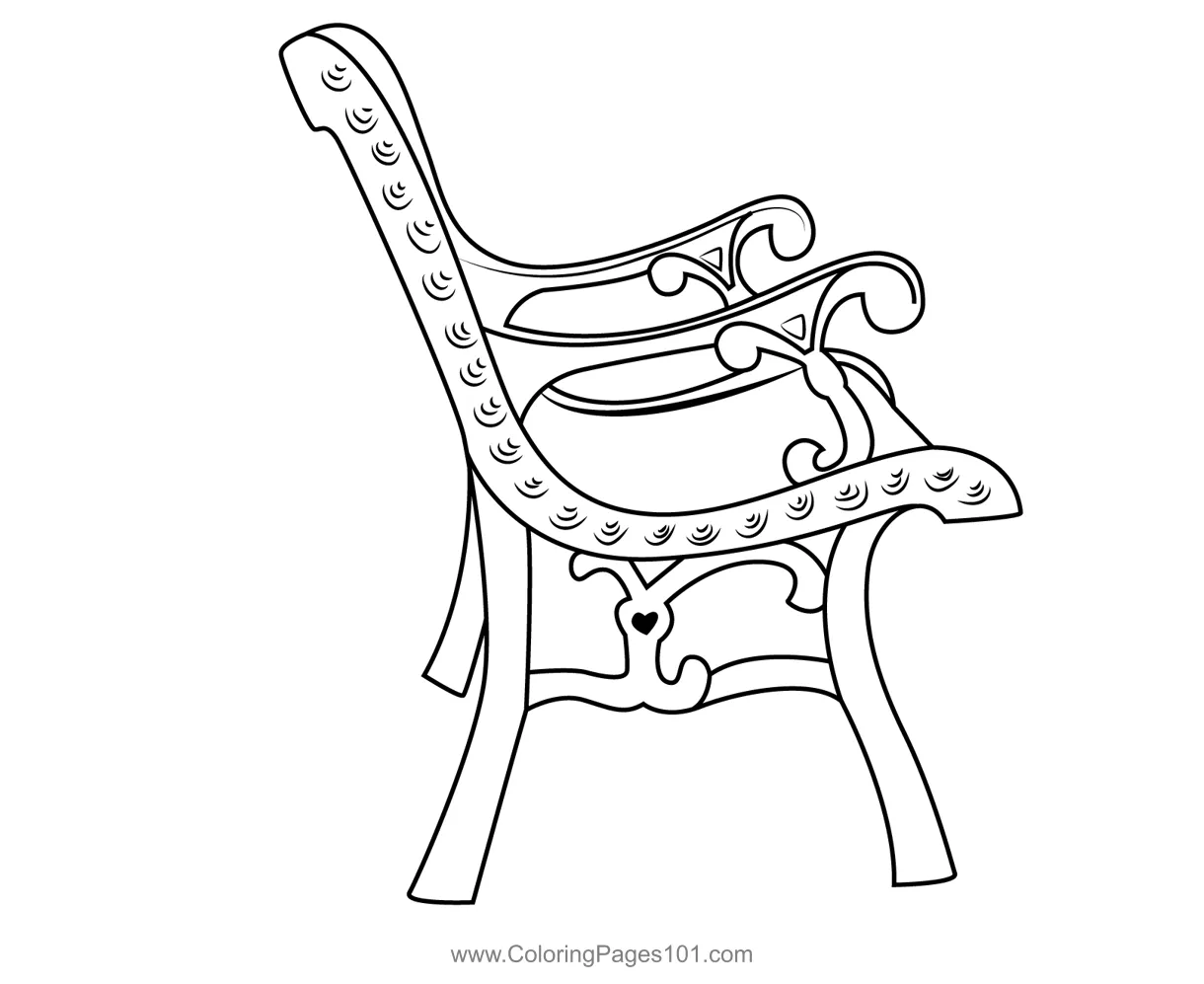 Designer bench coloring page for kids free furnitures printable