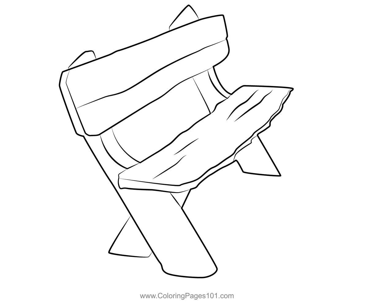 Bench in garden coloring page for kids free furnitures printable