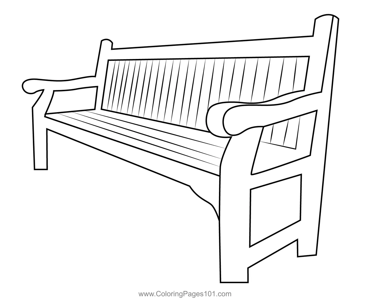 Old bench coloring page for kids free furnitures printable coloring
