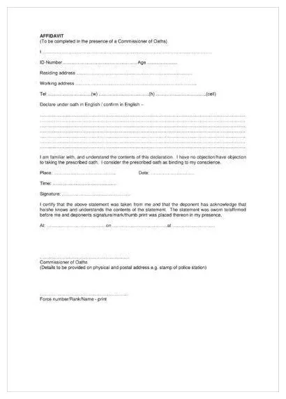 Sworn affidavit example rewaearly