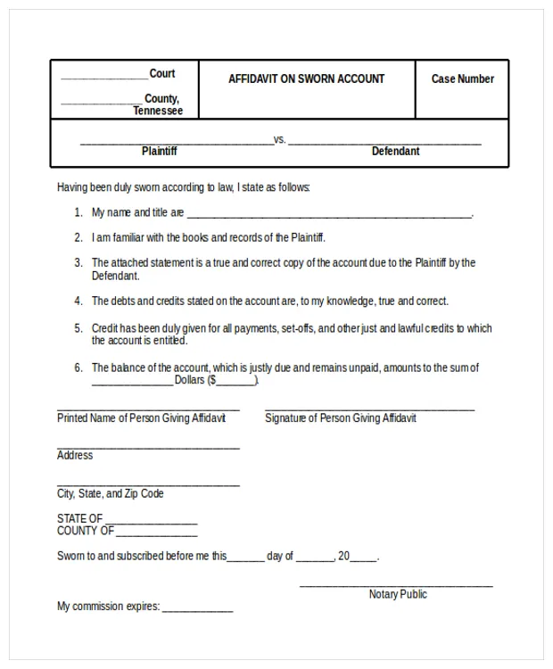 Sworn affidavit example bdaleading printable coloring page