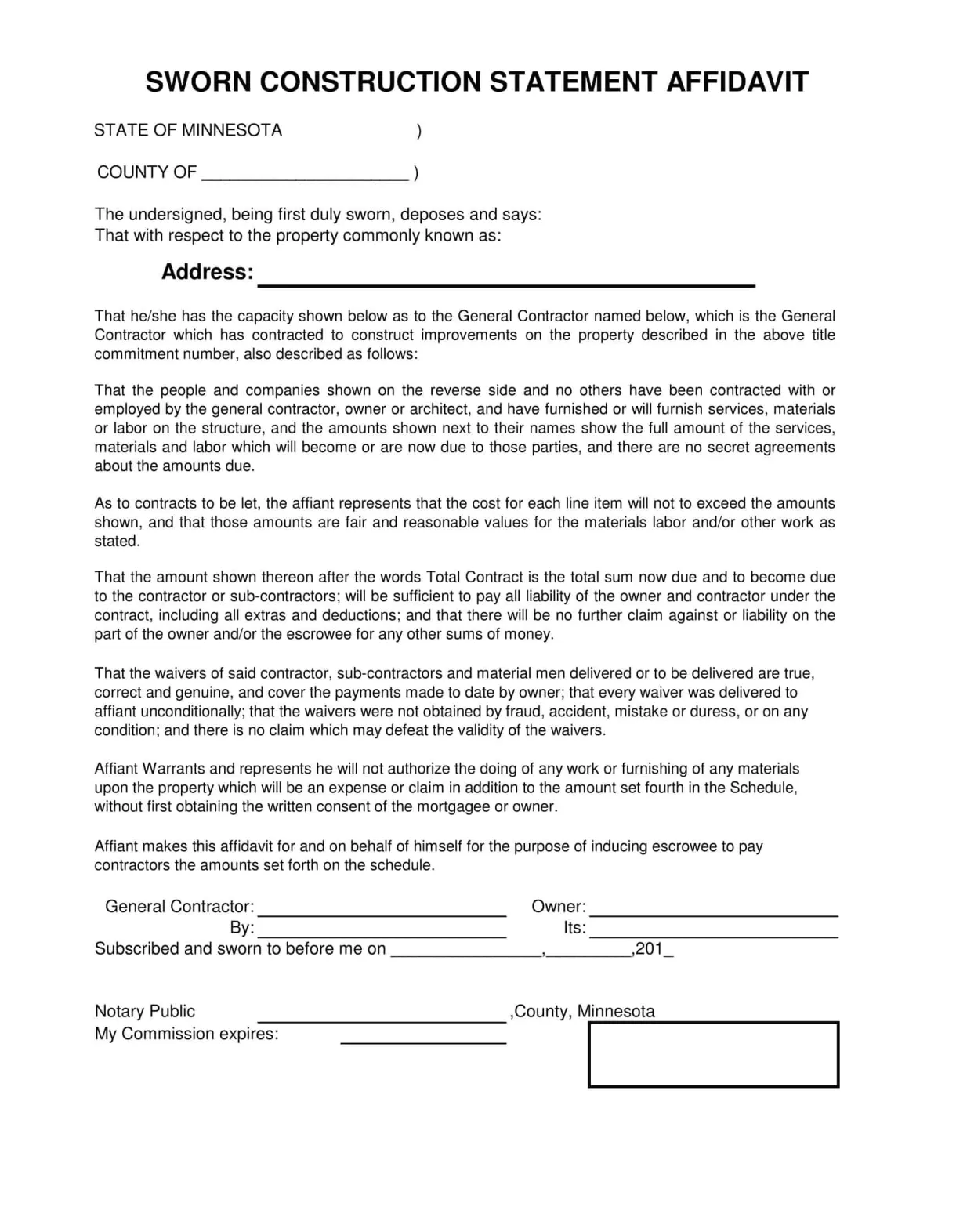 Sworn affidavit template word printable coloring page