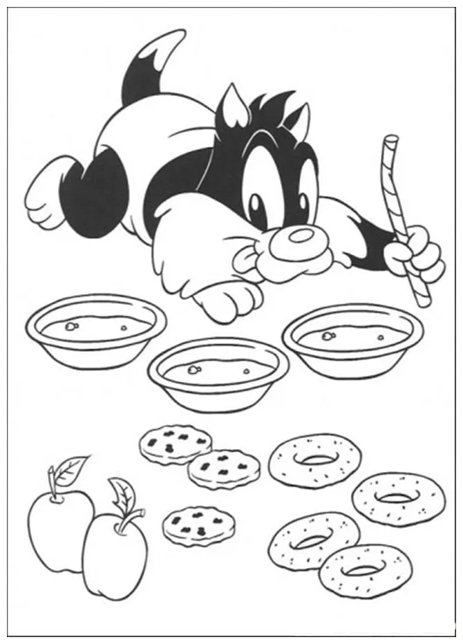 Baby sylvester the cat coloring page download, print or color online