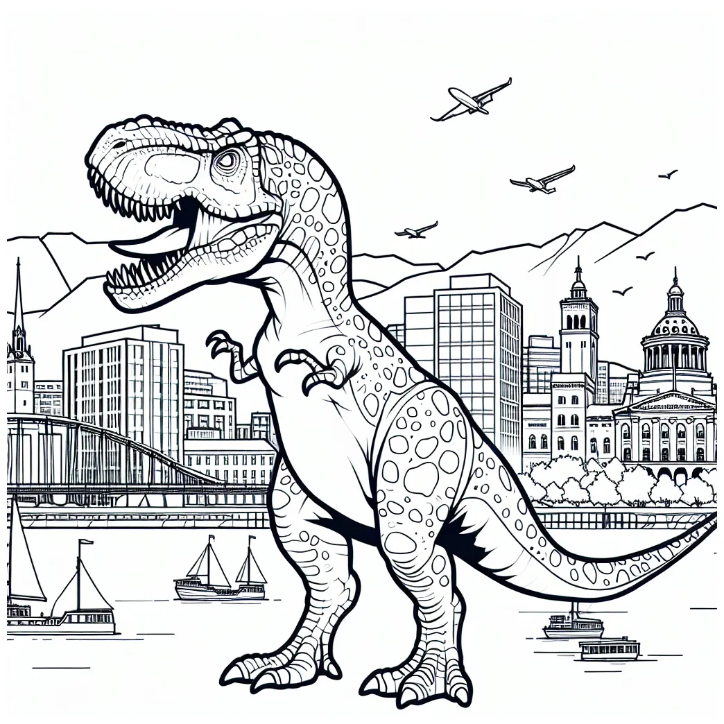 Cartoon T-Rex coloring page - GoGo Coloring