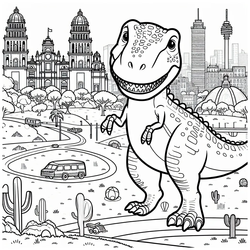 Cartoon T-Rex coloring page - GoGo Coloring