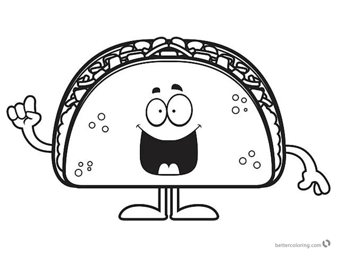 Smile cartoon taco free printable coloring pages
