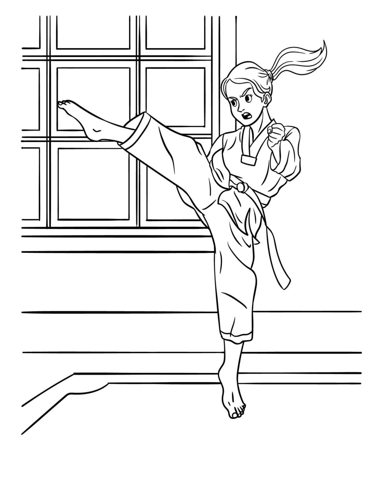 Taekwondo Coloring Page for Kids 16920863 Vector Art at Vecteezy