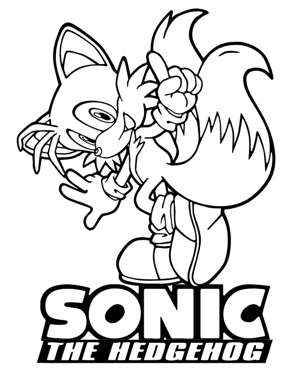 Sonic coloring page with Tails the fox