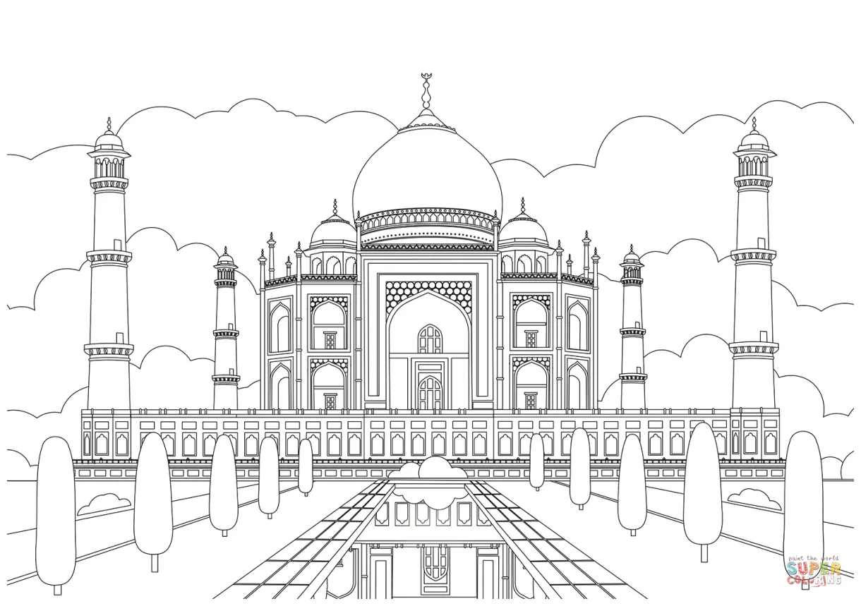 Taj Mahal coloring page | Free Printable Coloring Pages