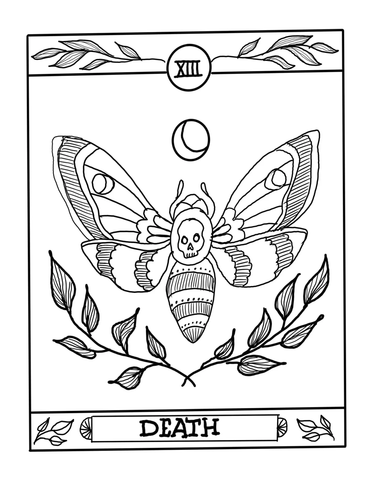 Moon Tarot Card Coloring Page Coloring Pages