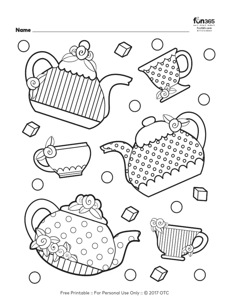 Tea Party Coloring Page PDF | PDF
