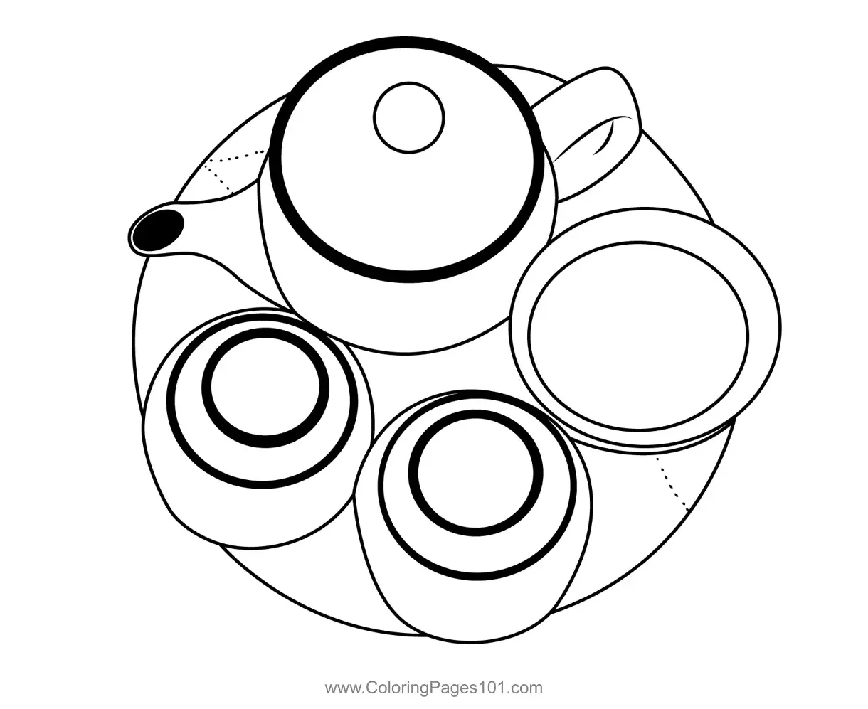 Tea Pot Coloring Page for Kids - Free Crocodile Printable Coloring