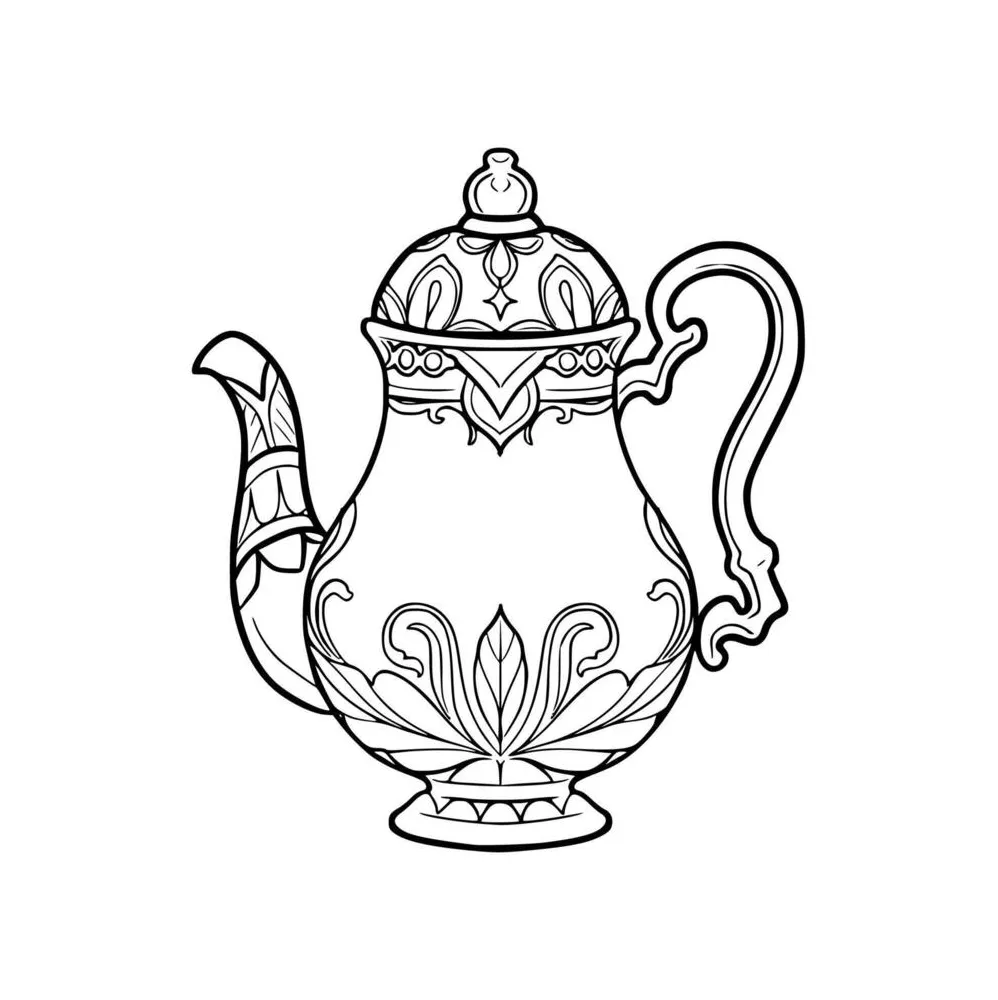 Tea pot coloring page 54120156 Vector Art at Vecteezy