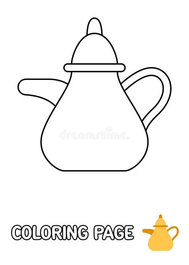 Coloring Page with Tea Pot for Kids Stock Vector - Illustration of