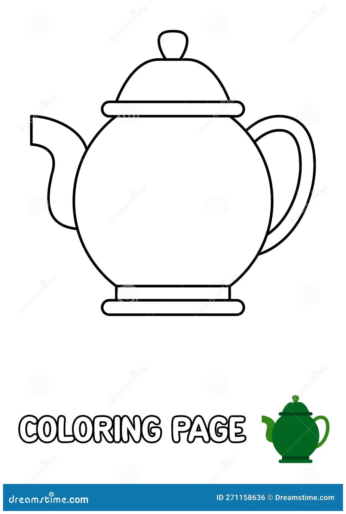 Coloring Page with Tea Pot for Kids Stock Vector - Illustration of