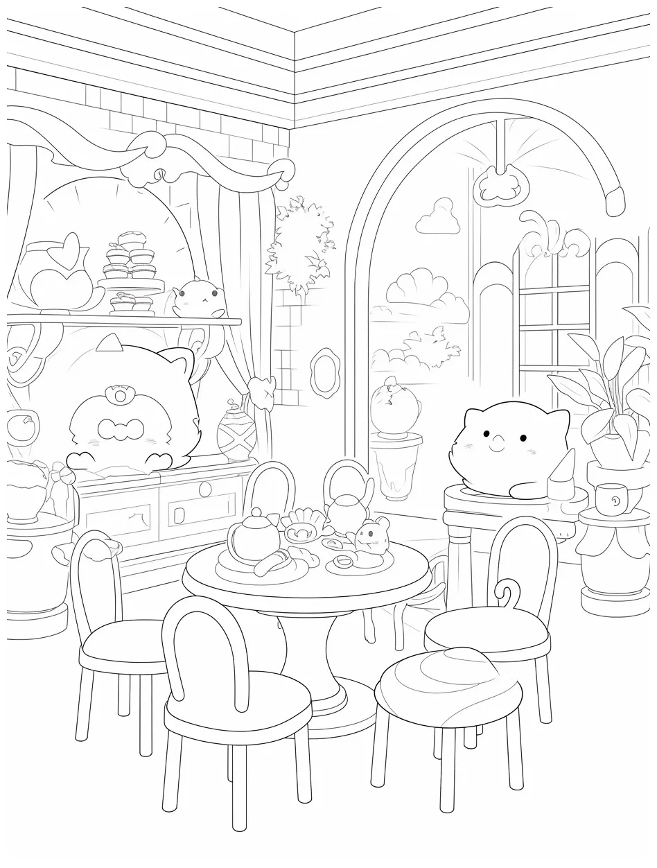 Tea part set free coloring page by coloring-collective on deviantart