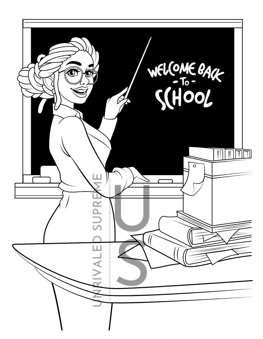 Teacher gift school coloring page black