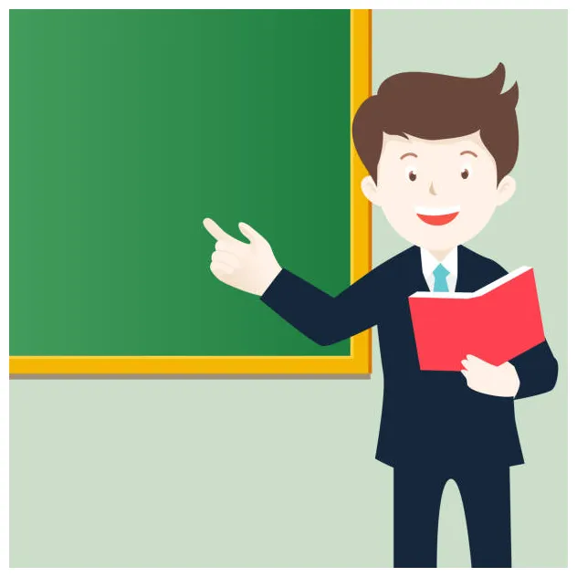 Top teacher pointing at board clip art, vector graphics and