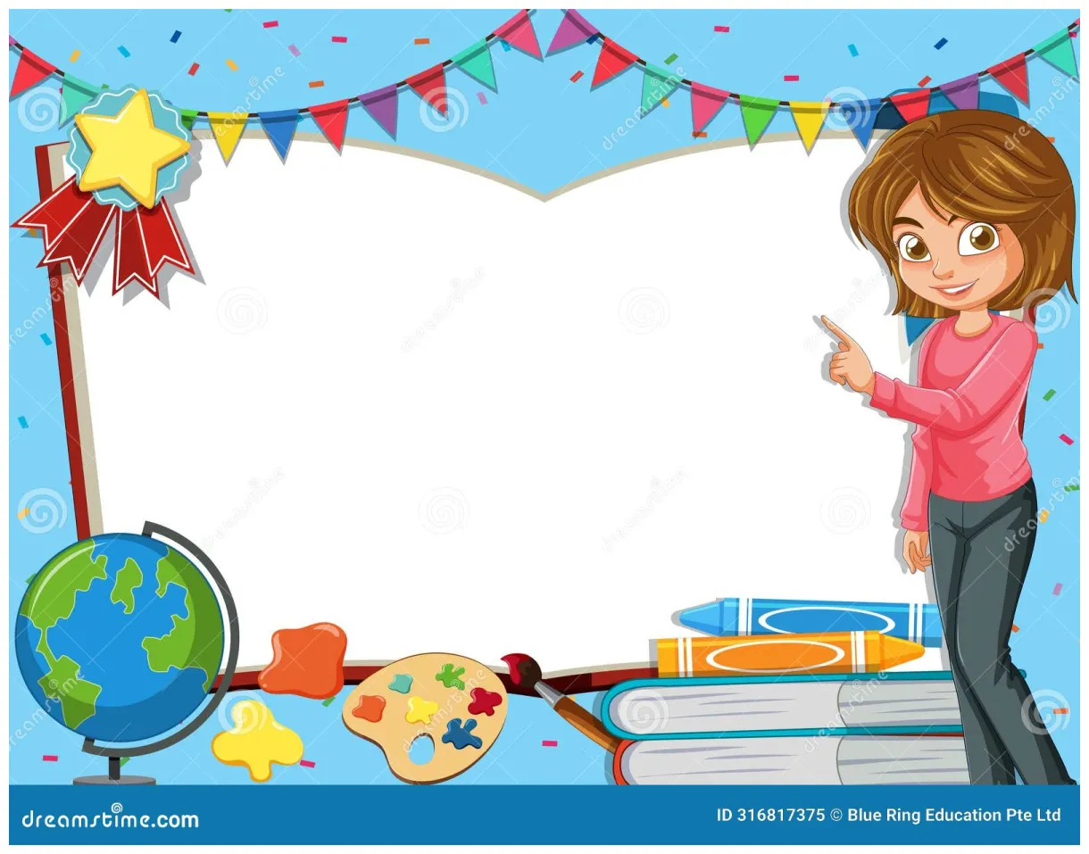 Teacher pointing at blank classroom board stock vector illustration