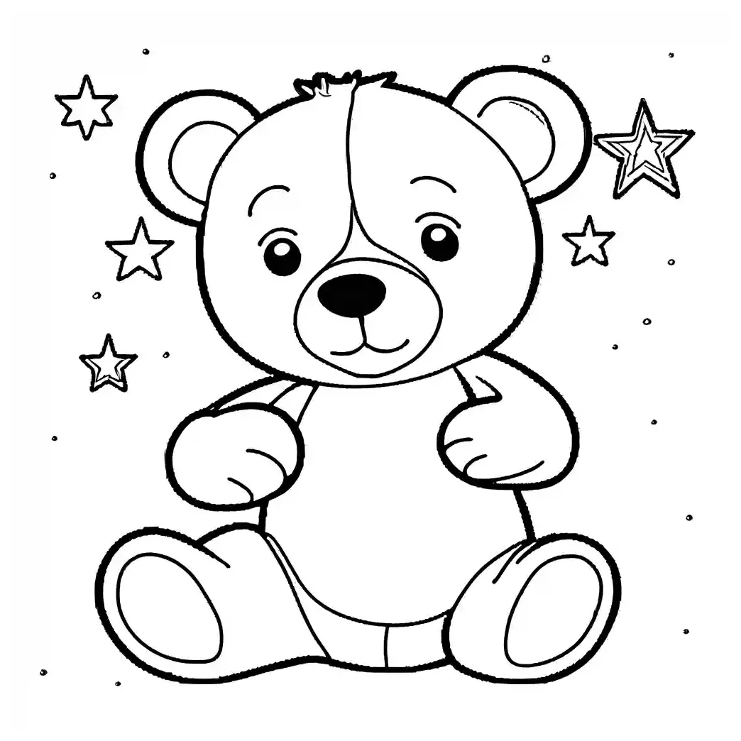 Teddy bear hugging a star coloring page lulu pages