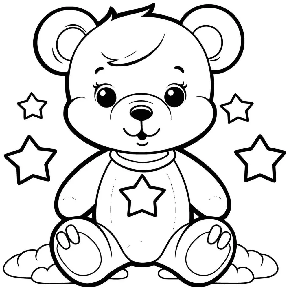 Teddy bear coloring page vector art, icons, and graphics for