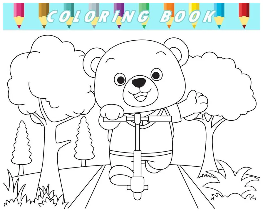 Teddy bear coloring page vector art, icons, and graphics for printable coloring page